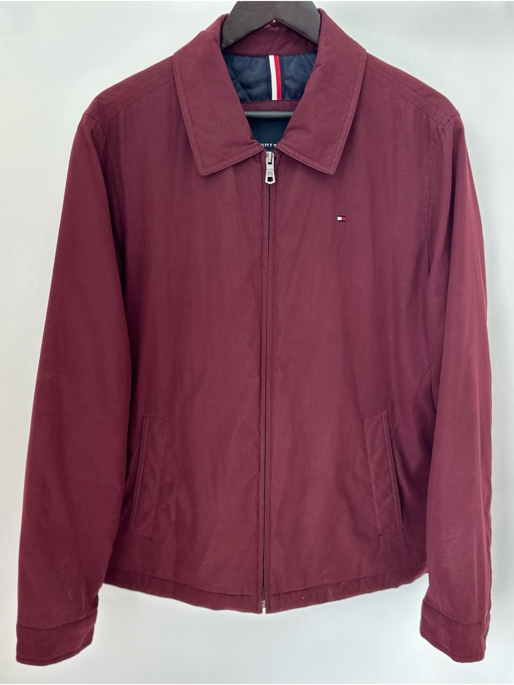 Tommy Hilfiger Men’s M/L Burgundy Quilted Jacket Full Zip 24x27